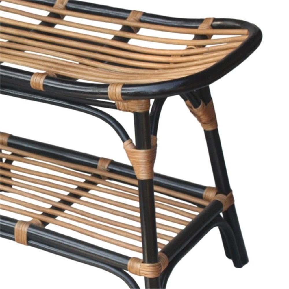 npd furniture and more Damara Rattan w/Shelf Bench Black - Diamond Home USA