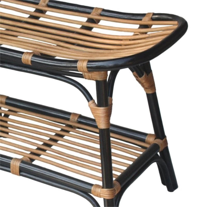 npd furniture and more Damara Rattan w/Shelf Bench Black - Diamond Home USA