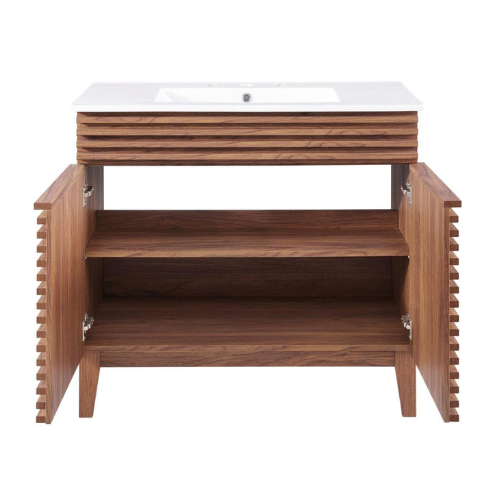 Modway Render 36" Bathroom Vanity in Walnut White - Diamond Home USA