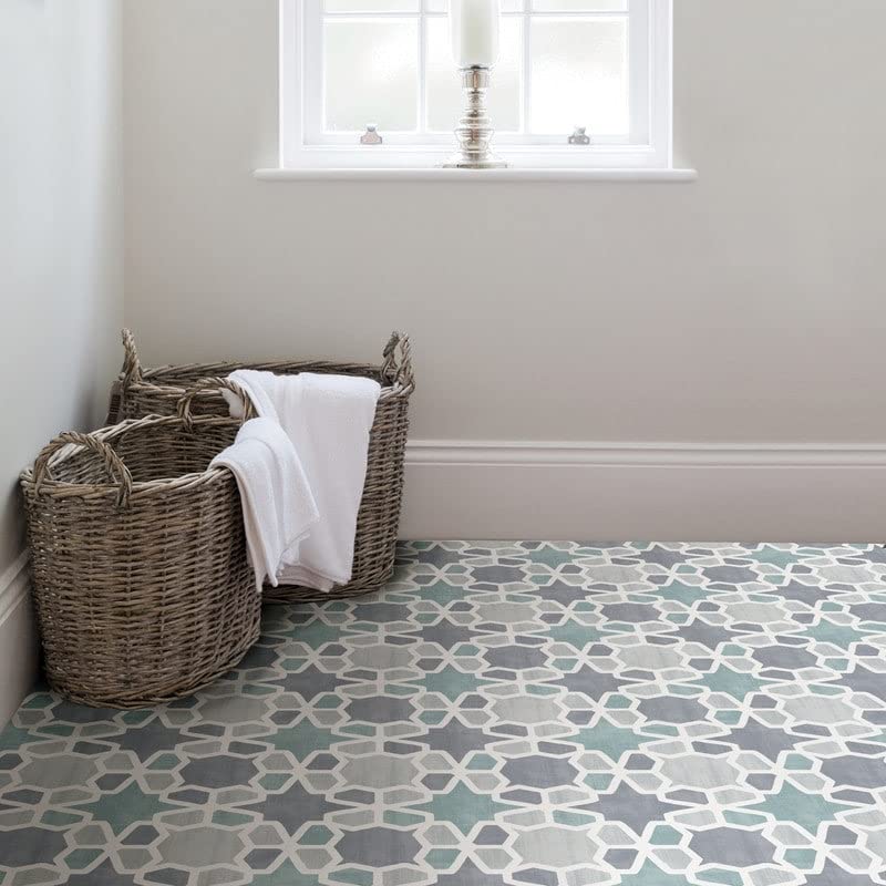 Peel Stick Floor Tiles Blue Vinyl - Diamond Home USA