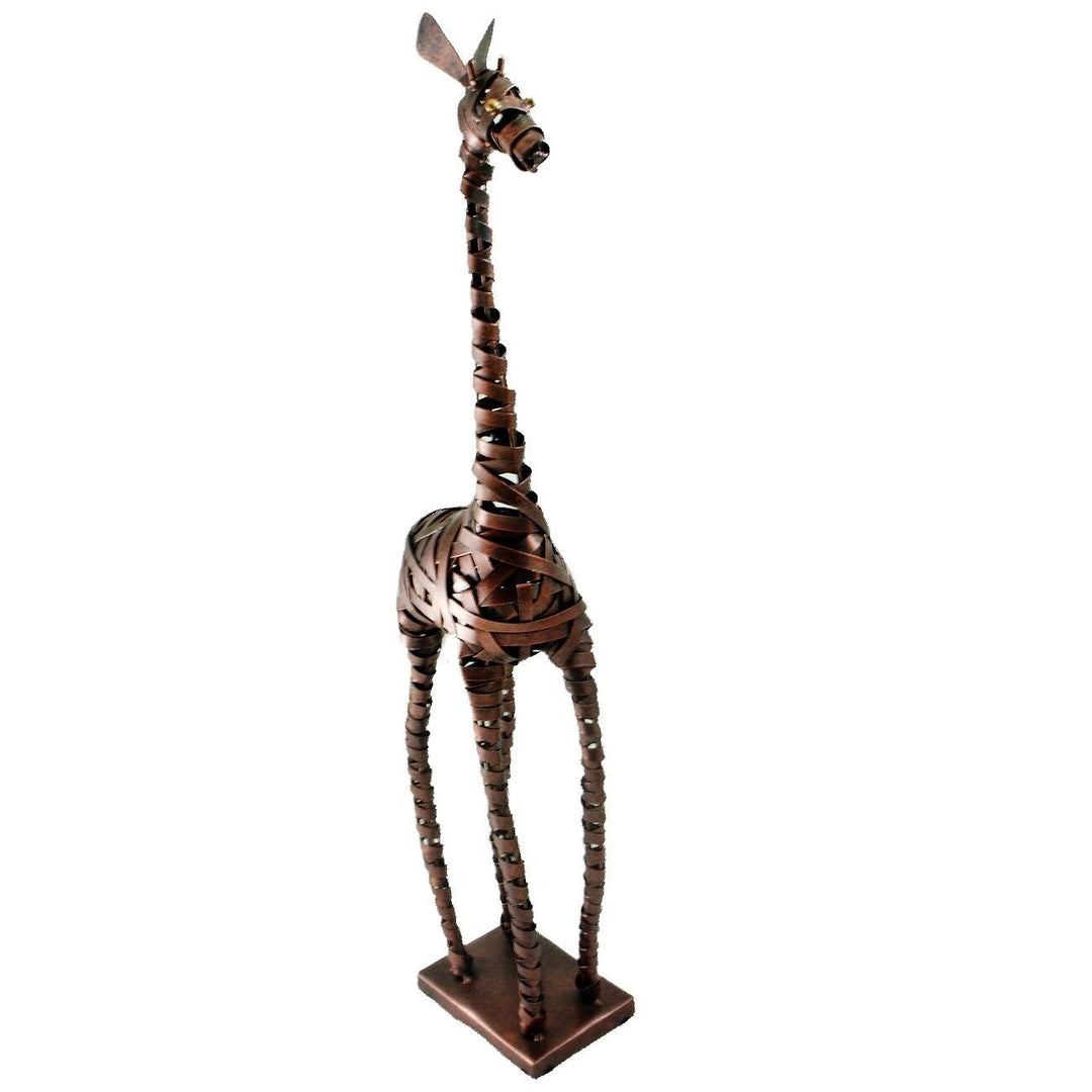 Gentle Giants - Intricate Handwoven Metal Slim Giraffe Statue Copper Animals - Diamond Home USA