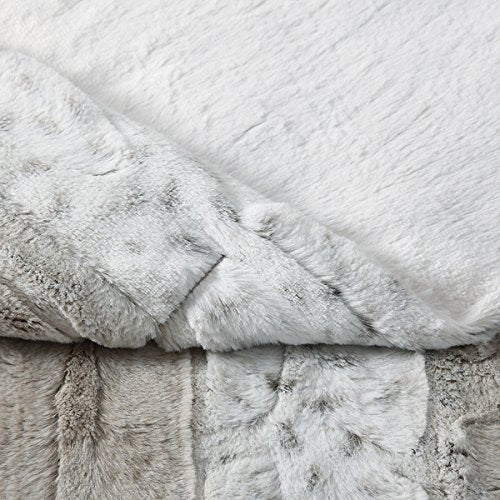 Oversized Snow Leopard Neutral Faux Fur Filled Throw 60x70 inches - Diamond Home USA