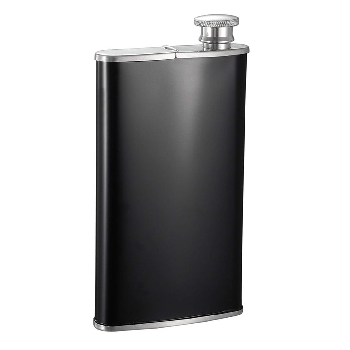 Black Matte 4 Oz Flask with Built-in Cigar Case Stainless Steel 1 Piece - Diamond Home USA