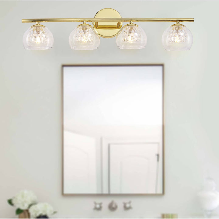 4 Light Gold Vanity Glass Shade for Bathroom Modern Contemporary Metal - Diamond Home USA