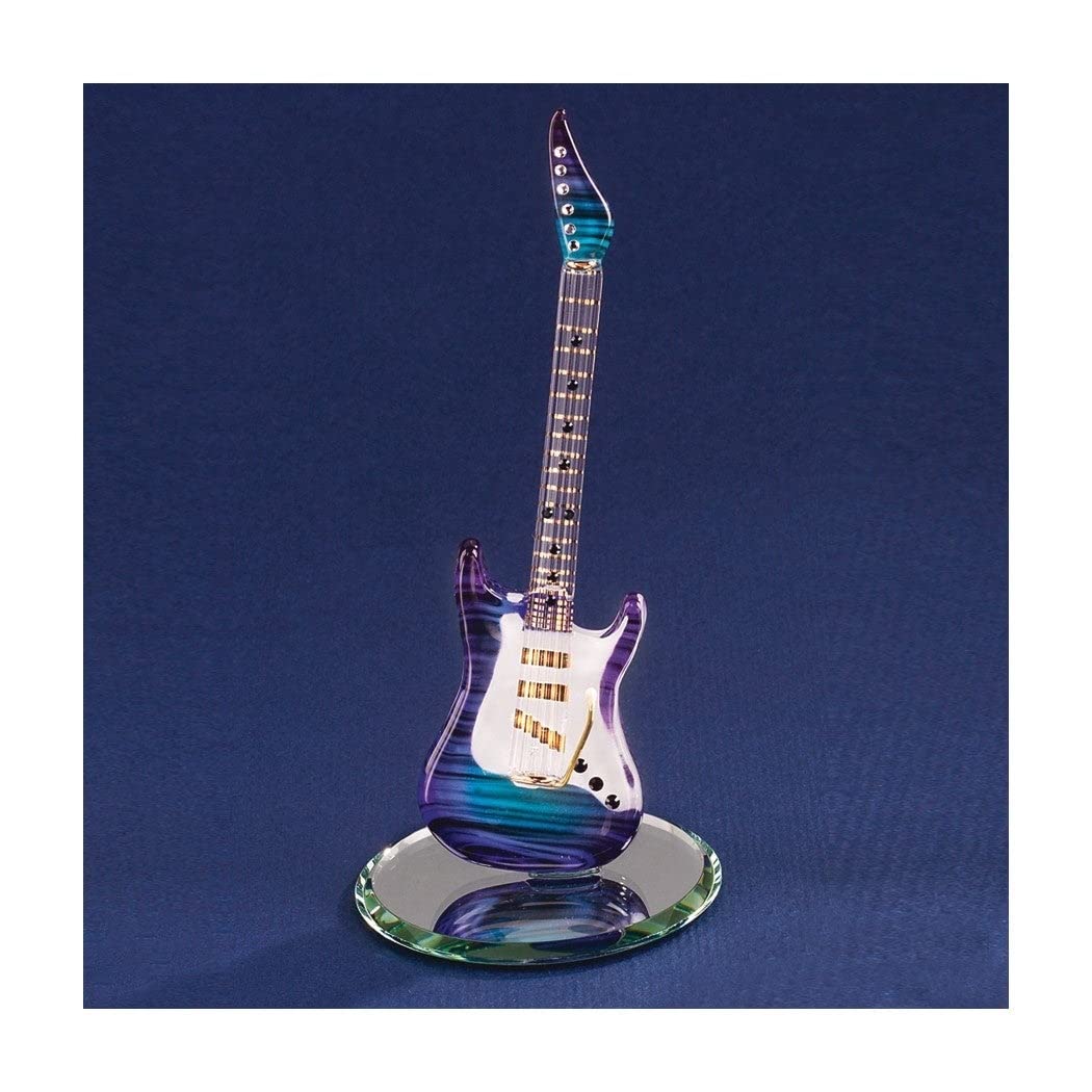 Purple Haze Electric Guitar Handcrafted Glass Figurine Clear - Diamond Home USA