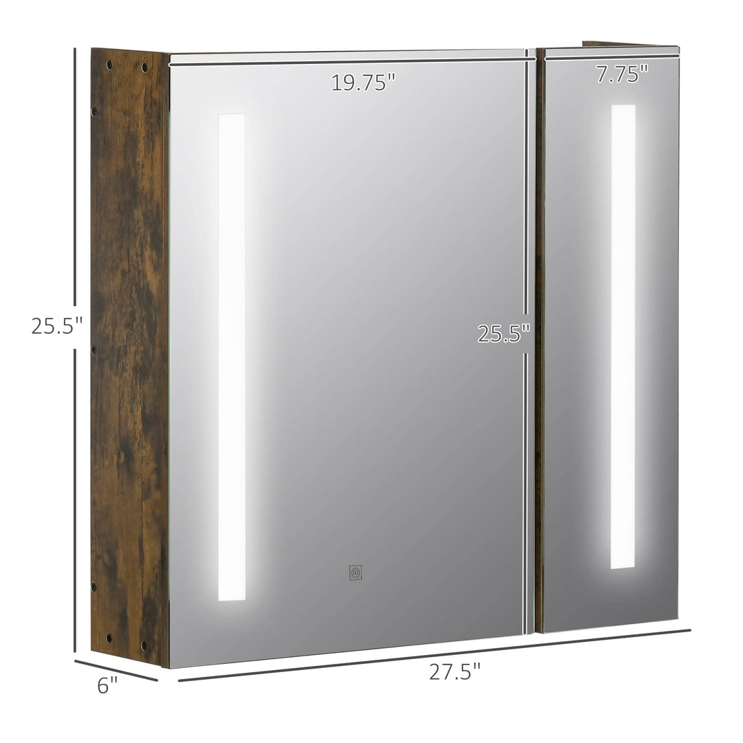 27.5 Inch X 25.5 Led Lighted Medicine Cabinet with Mirror Wall Mounted - Diamond Home USA