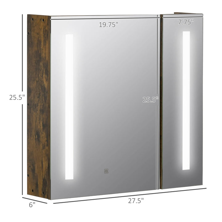 27.5 Inch X 25.5 Led Lighted Medicine Cabinet with Mirror Wall Mounted - Diamond Home USA