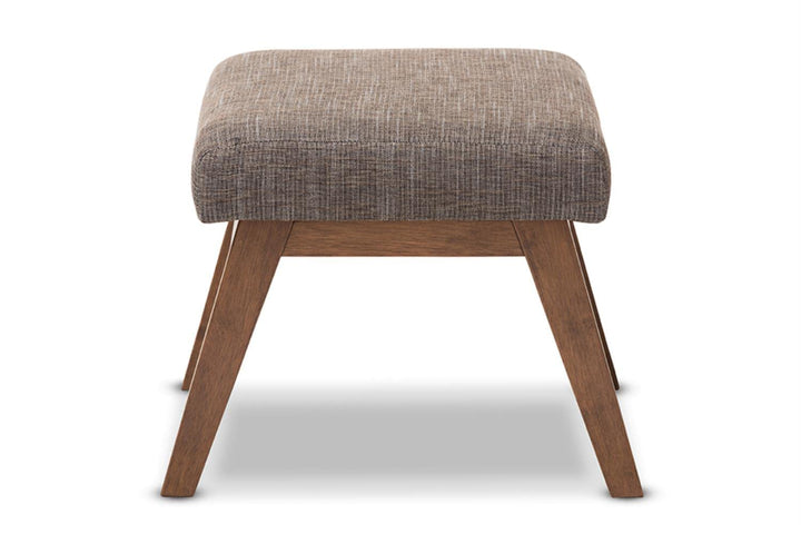Baxton Studio Aberdeen Upholstered Ottoman in Gravel Gray and Walnut - Diamond Home USA