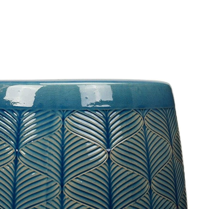 17" Marina Ceramic Garden Stool Blue Art Synthetic Finish - Diamond Home USA