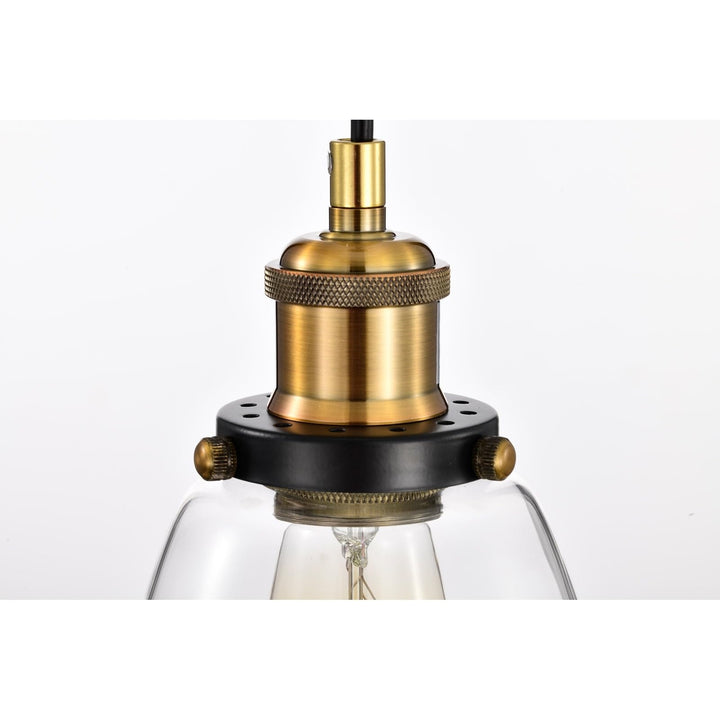 Black and Antique Brass Finish 1-light Mini with Clear Bell Glass Shade - Diamond Home USA