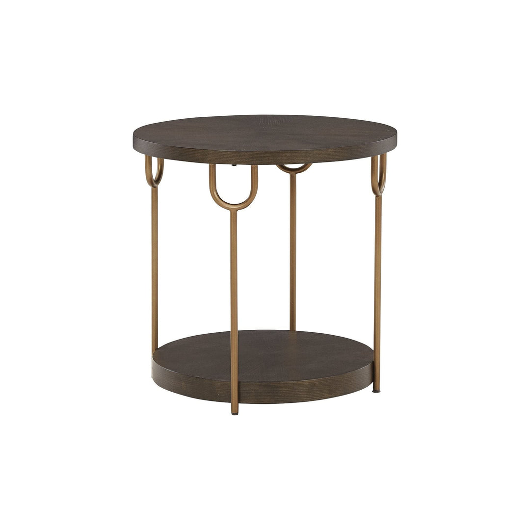 Dark Brown/Gold Finish Round End Table 24" w X 24" d 24" h Brown Modern - Diamond Home USA