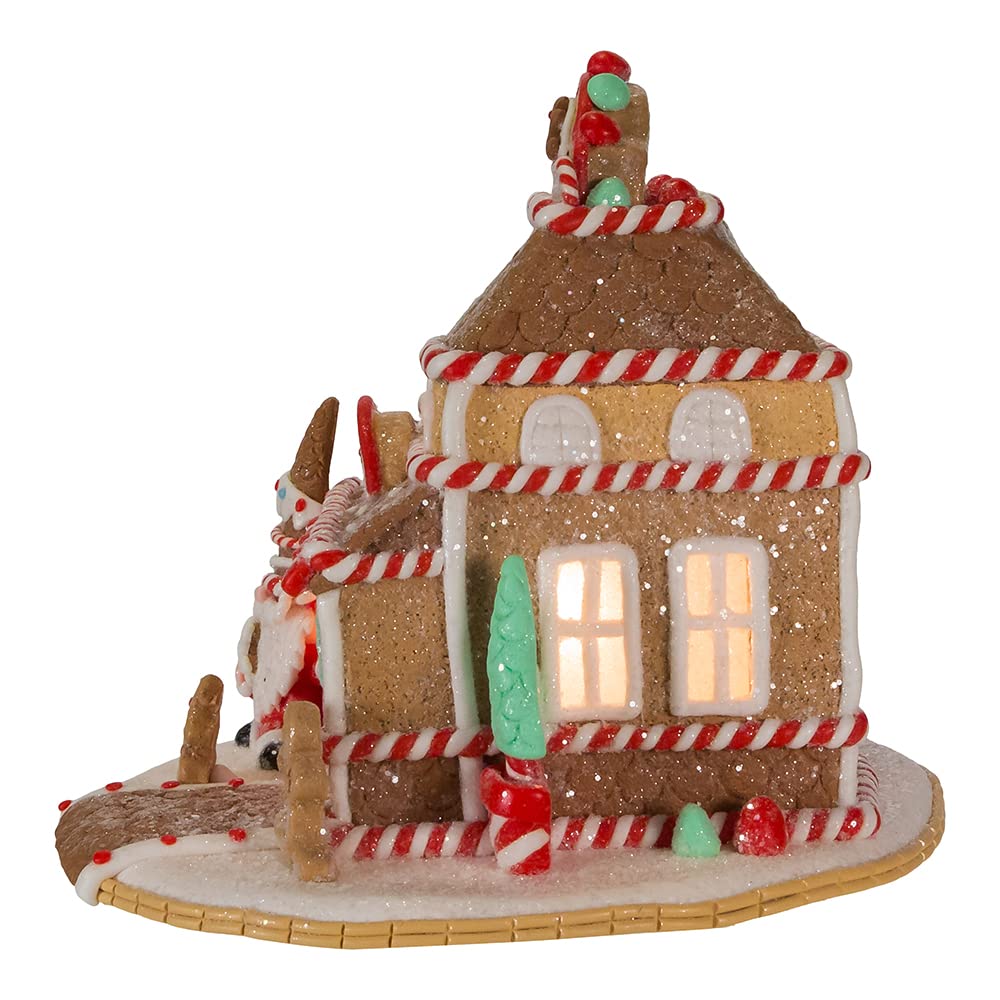 Kurt S. Adler Lighted Shop Gingerbread House 7.5-Inch Brown - Diamond Home USA