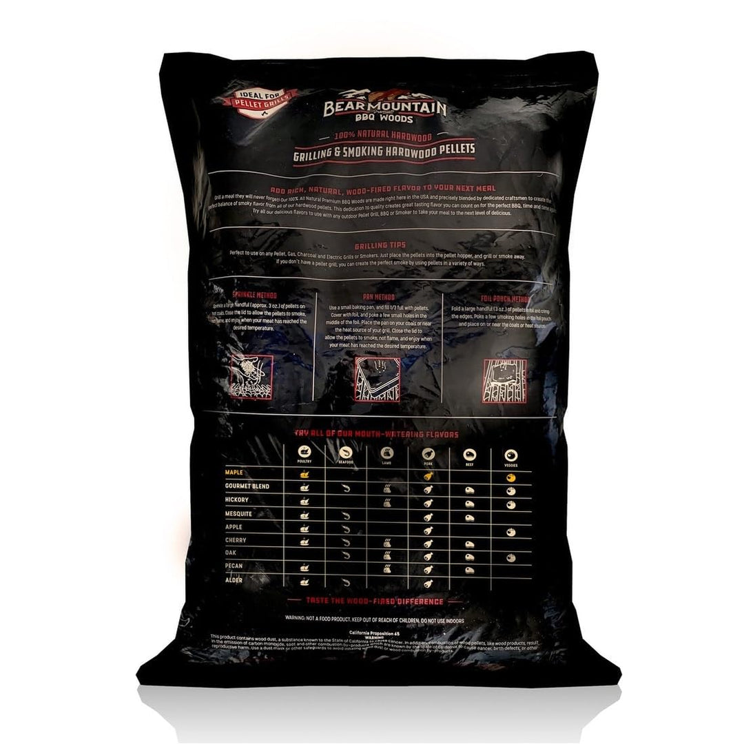 Bear Mountain Maple Cooking Pellets Mild Sweet Flavor 20lb Bag BBQ Smoker - Diamond Home USA