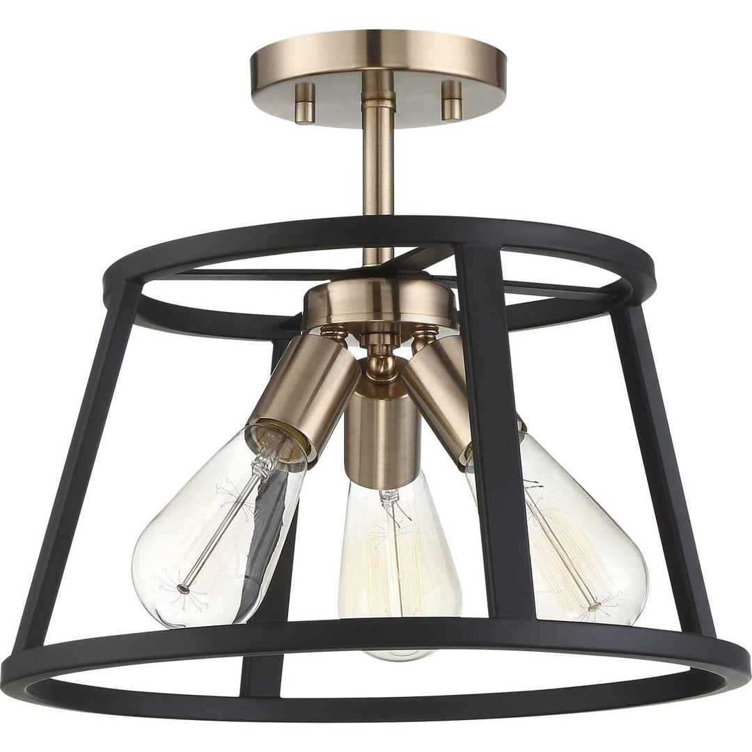 Nuvo 60/6643 Chassis 3 Light Semi-Flush Mount Fixture Copper Brushed Brass - Diamond Home USA