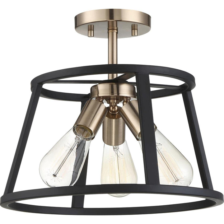 Nuvo 60/6643 Chassis 3 Light Semi-Flush Mount Fixture Copper Brushed Brass - Diamond Home USA