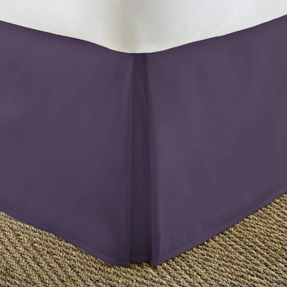 Purple Solid Color Pattern 14-inch Drop Bed Skirt Queen Size Elegant Luxury Purple - Queen