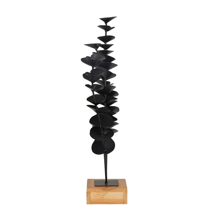 Black Metal Contemporary Floral Sculpture 9 X 4 18 Iron - Diamond Home USA