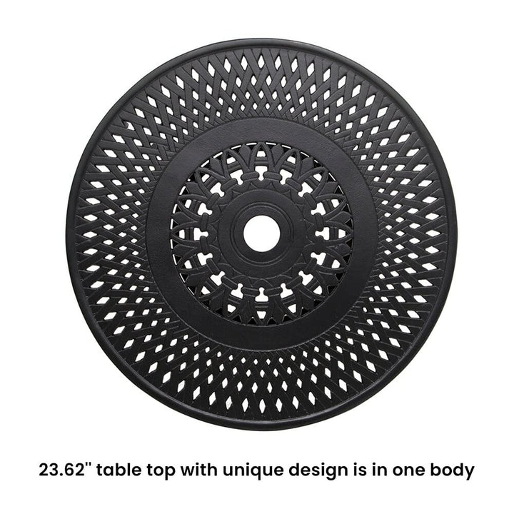 Cast Patio Side Table Outdoor Round with Umbrella Hole 23.62" Dia. X 17.72" H - Diamond Home USA