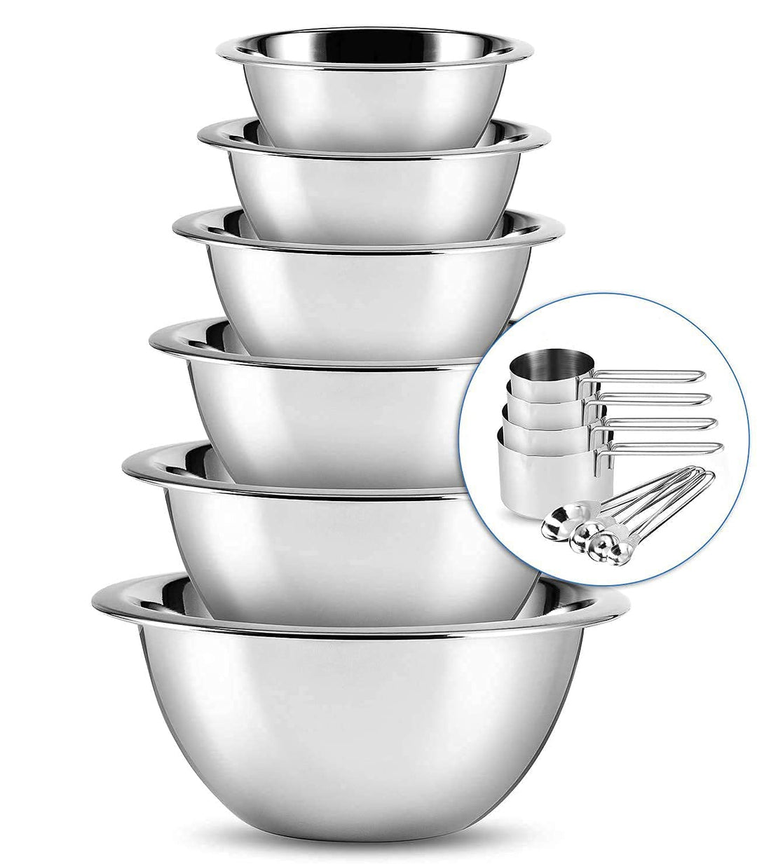SleekDine Stainless Steel Mixing Bowls (Set of 6) Mixing bowls Set For Kitchen - - Diamond Home USA