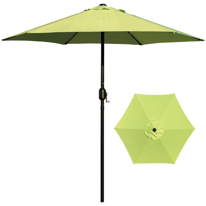 7.5' Patio Umbrella For Outdoor Shade Black Green Nature Market Modern - Diamond Home USA