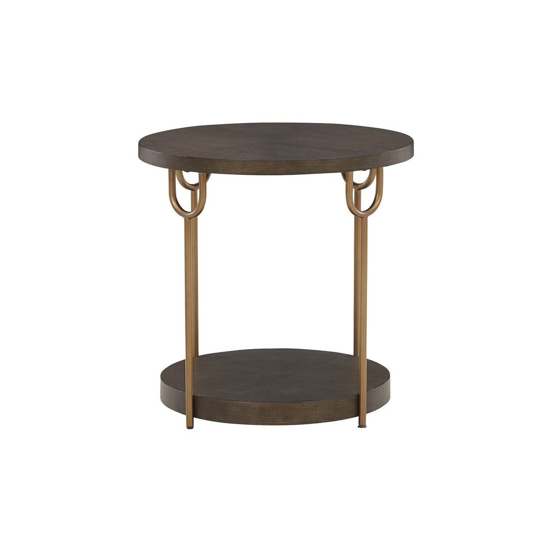 Dark Brown/Gold Finish Round End Table 24" w X 24" d 24" h Brown Modern - Diamond Home USA