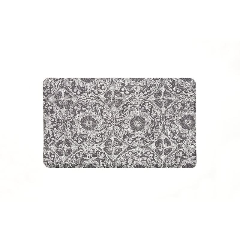 Anti-Fatigue Comfort Mat 20in X 30in Grey Floral Botanical Bohemian Eclectic