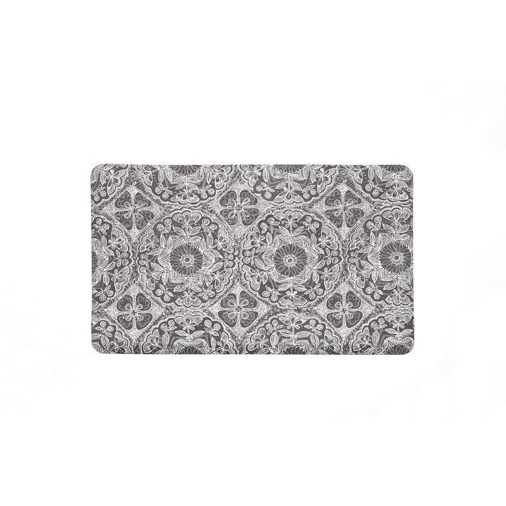 Anti-Fatigue Comfort Mat 20in X 30in Grey Floral Botanical Bohemian Eclectic