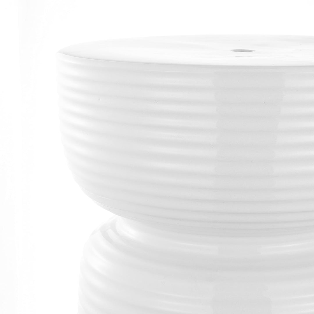 Ceramic Garden Stool White Modern Contemporary Glossy - Diamond Home USA