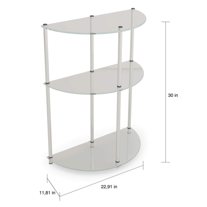 3 Tier Glass Semi Circle Table Entryway and Hallway Furniture Silver Chrome - Diamond Home USA