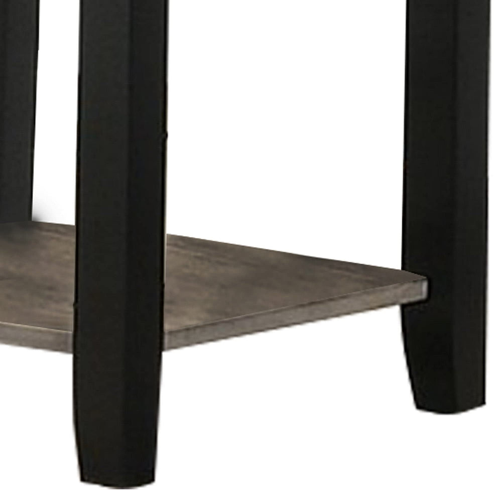 Wooden End Table with One Open Shelf Black and Gray Grey Modern Contemporary - Diamond Home USA
