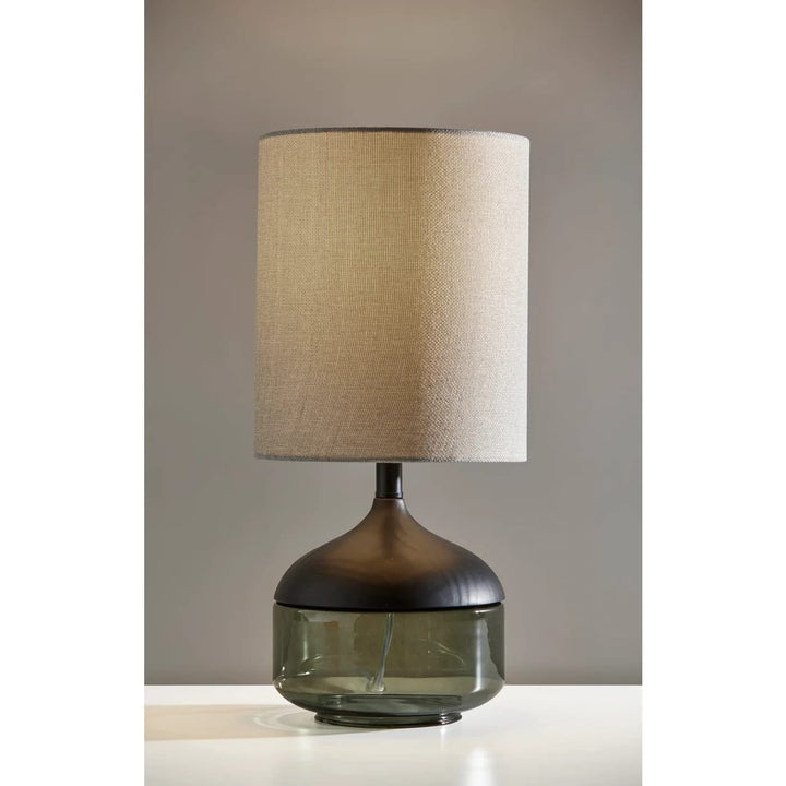 Adesso 3526-01 Marina Table Lamp 16.25 in 40W Black Rubber Wood w/Smoked Glass 1 - Diamond Home USA