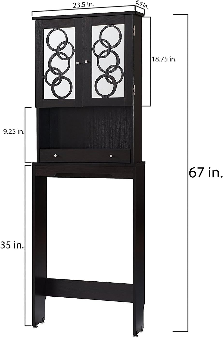 Furniture of America Orellis Modern One Drawer Mirrored Glass Panels Toilet Cappuccino - Diamond Home USA