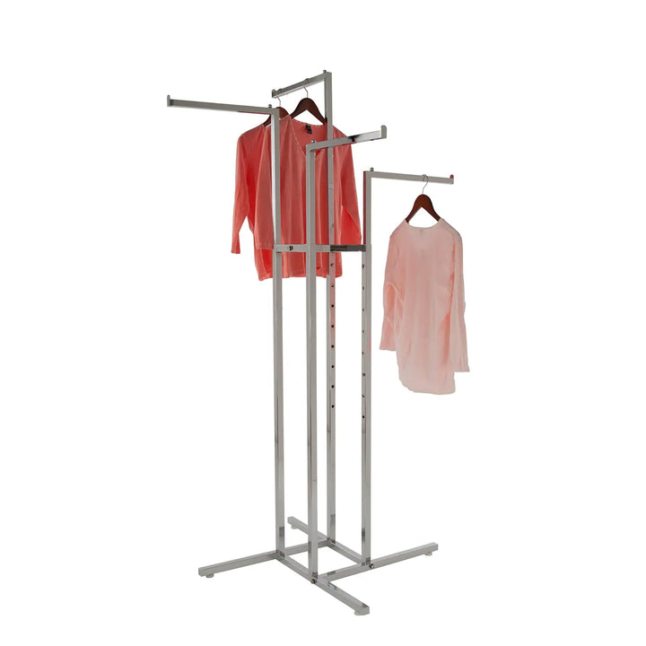 Econoco K10 Heavy Duty 4 Way Clothing Rack Adjustable Height Arms Square - Diamond Home USA