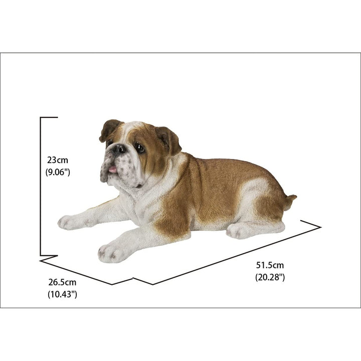 Lying Bulldog Ultra Realistic Garden Statue Multi Color Polyresin - Diamond Home USA