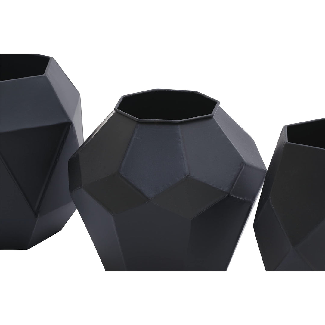 Black Iron Contemporary Vase (Set of 3) Modern - Diamond Home USA