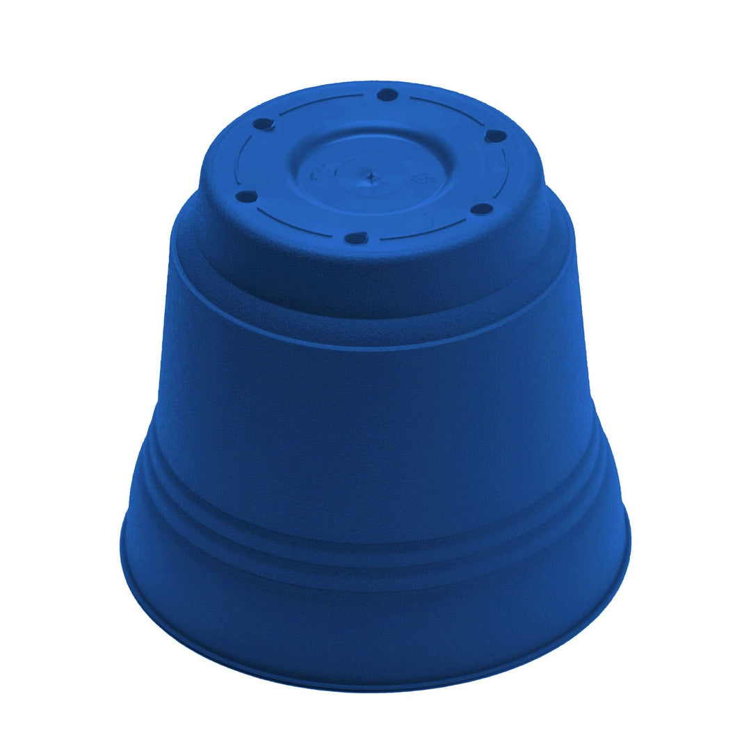 Saturn Round Planter with Saucer Tray: 12" Classic Blue Durable Plastic Pot - Diamond Home USA