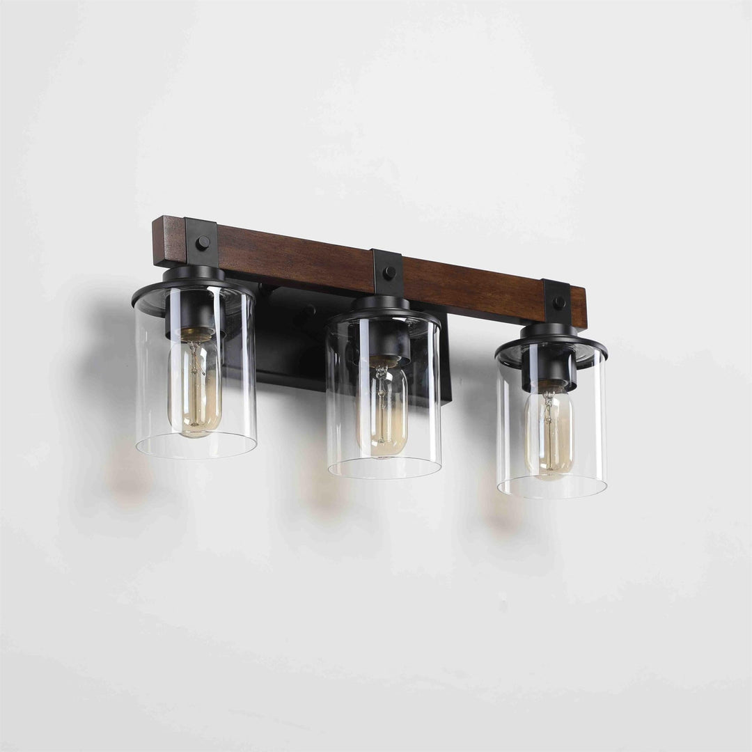 Rustic 3 Lights Vanity Fixture Bathroom Sconce Black Iron - Diamond Home USA