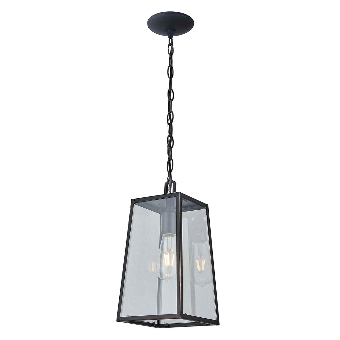 1 Light Outdoor Hanging Lantern in Imperial Black Finish Modern Contemporary