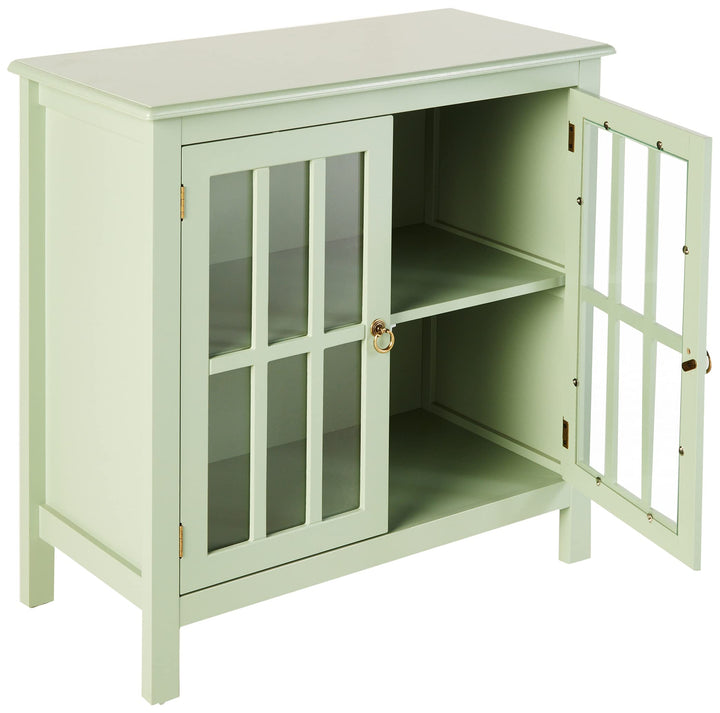 Target Marketing System Portland Mid Century Modern 2 Shelf Glass Front Mint - Diamond Home USA