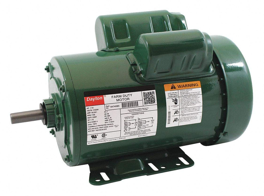1-1/2 HP High Torque Farm Duty Motor Capacitor-Start/Run 1725 Nameplate RPM