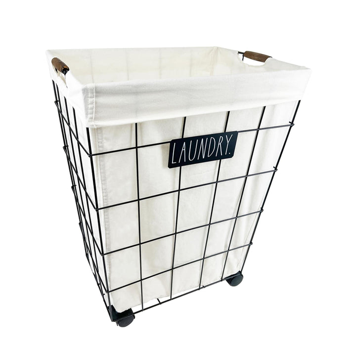 Heavy Duty Laundry Hamper On Wheels Laundry Black Metal - Diamond Home USA