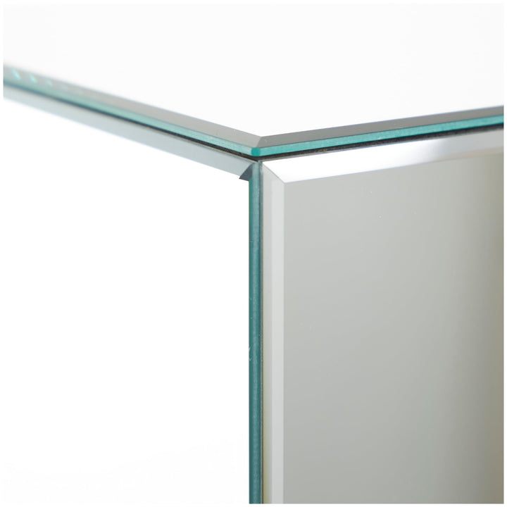 Silver Glass Mirrored Pedestal Table Glam - Diamond Home USA
