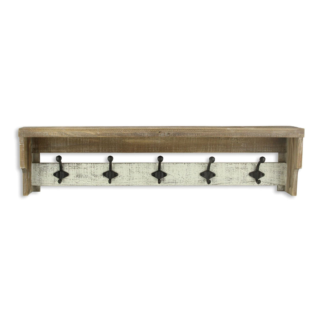 Multicolored Wood Farmstyle at Rack With Shelf W: 31.5" X D: 8" H: 5" Multi