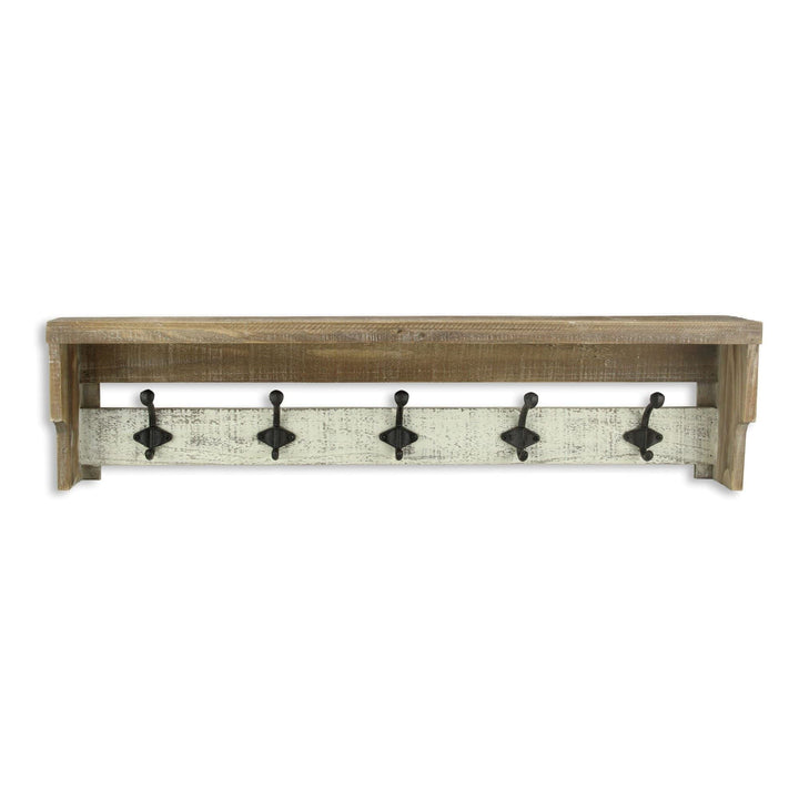 Multicolored Wood Farmstyle at Rack With Shelf W: 31.5" X D: 8" H: 5" Multi