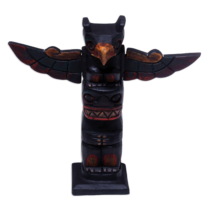 Handmade Totem Wood Statuette Brown