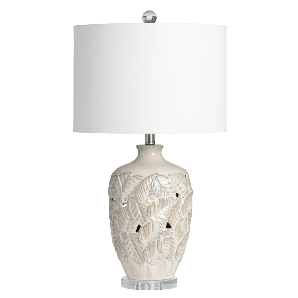 Coastal Leaf Ceramic 29" Table Lamp W/nightlight 16"x16"x29" Clear Nautical - Diamond Home USA