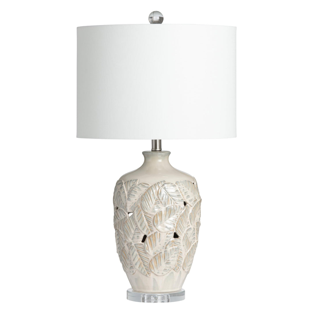 Coastal Leaf Ceramic 29" Table Lamp W/nightlight 16"x16"x29" Clear Nautical - Diamond Home USA