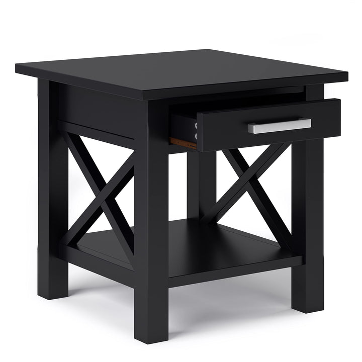 SIMPLIHOME Kitchener SOLID WOOD 21 inch wide Square Contemporary End Side Black - Diamond Home USA