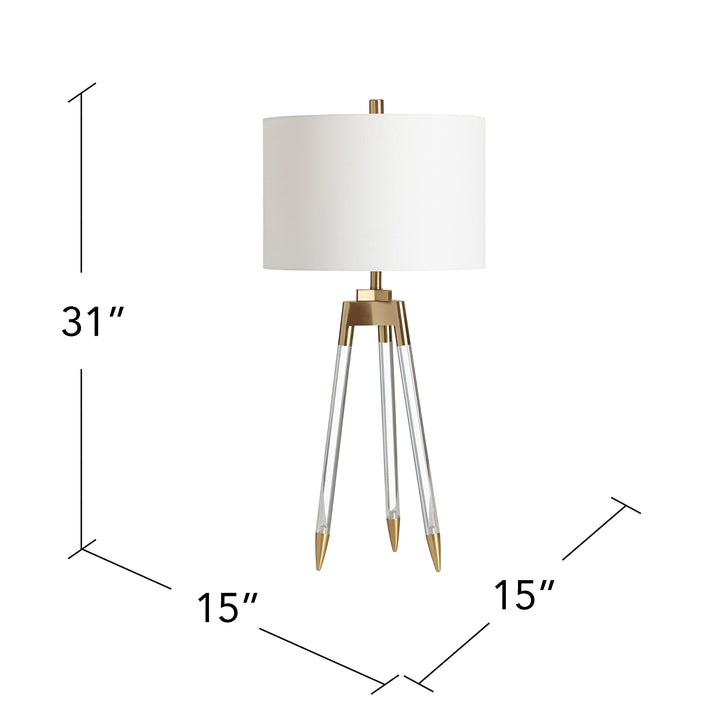 Clear Acrylic Tripod Table Lamp 15 X 31 Brass Glam Modern Contemporary - Diamond Home USA