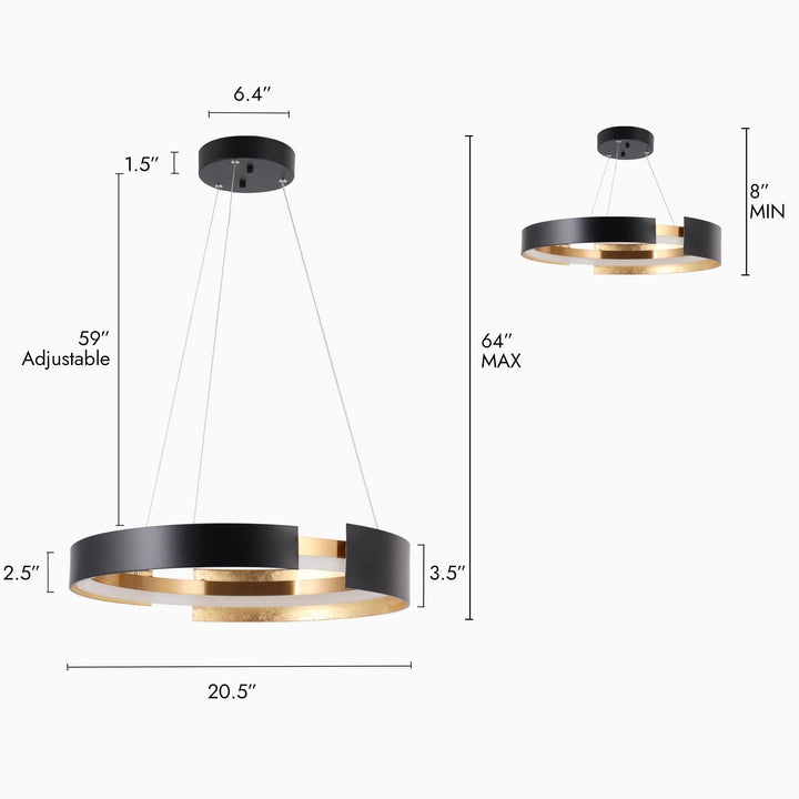 Modern 1-Light Matte Black and Polished Gold Round 20.5 Mid-Century Acrylic - Diamond Home USA